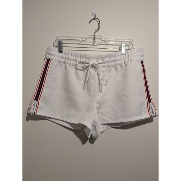 TNA Pants - Aritzia TNA Trope Athletic Running Shorts Blue Red Side Stripe‎ White Size Large